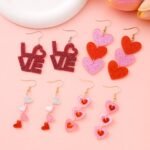 4 Pairs Valentine's Earrings for Women Love Heart Dangle Earrings Valentines Gifts for Wedding Decoration Valentine's Jewelry