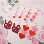 4 Pairs Valentine's Earrings for Women Love Heart Dangle Earrings Valentines Gifts for Wedding Decoration Valentine's Jewelry