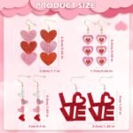 4 Pairs Valentine's Earrings for Women Love Heart Dangle Earrings Valentines Gifts for Wedding Decoration Valentine's Jewelry