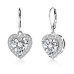925 Sterling Silver 14K Gold Plated Heart Dangle Earrings, ALEXCRAFT Dangling Drop Earring for Trendy Women Leverback Earings Cubic Zirconia Hypoallergenic
