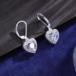925 Sterling Silver 14K Gold Plated Heart Dangle Earrings, ALEXCRAFT Dangling Drop Earring for Trendy Women Leverback Earings Cubic Zirconia Hypoallergenic