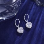 925 Sterling Silver 14K Gold Plated Heart Dangle Earrings, ALEXCRAFT Dangling Drop Earring for Trendy Women Leverback Earings Cubic Zirconia Hypoallergenic
