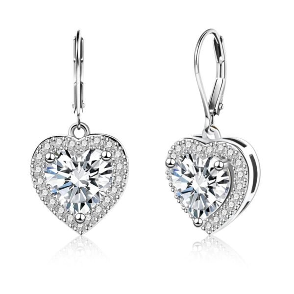 925 Sterling Silver 14K Gold Plated Heart Dangle Earrings, ALEXCRAFT Dangling Drop Earring for Trendy Women Leverback Earings Cubic Zirconia Hypoallergenic