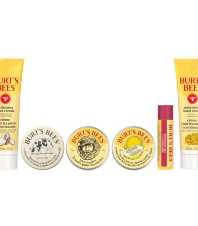 Burt's Bees Valentine's Day Gifts Ideas, Tips and Toes Kit, 6 Travel Size Products - Pomegranate Moisturizing Lip Balm, 2 Hand Creams, Foot Cream, Cuticle Cream, and Hand Salve