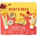 Burt's Bees Valentine's Day Gifts Ideas, Tips and Toes Kit, 6 Travel Size Products - Pomegranate Moisturizing Lip Balm, 2 Hand Creams, Foot Cream, Cuticle Cream, and Hand Salve