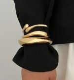 Chunky Gold Bangle Bracelets for Women, Dainty 14k Gold Plated Big Stackable Bangles Set, Trendy Statement Cuff Bracelet Stack Fashion Jewelry Christmas Gifts