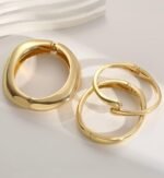 Chunky Gold Bangle Bracelets for Women, Dainty 14k Gold Plated Big Stackable Bangles Set, Trendy Statement Cuff Bracelet Stack Fashion Jewelry Christmas Gifts