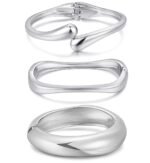 Chunky Gold Bangle Bracelets for Women, Dainty 14k Gold Plated Big Stackable Bangles Set, Trendy Statement Cuff Bracelet Stack Fashion Jewelry Christmas Gifts