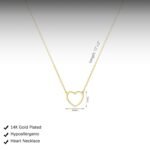 Cute Heart Necklace Dainty 18k Gold Plated Tiny Heart Pendant Choker Necklaces Small Gold Love Open Heart Chain Necklace for Women Simple Gold Necklace for Women Trendy Jewelry