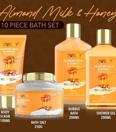 Gifts for Women Gift Basket for Women - 10 Pc Almond Milk & Honey Beauty & Personal Care Set - Valentines Day Gifts for Her Home Bath Package - Spa Self Care Kit - Birthday,...