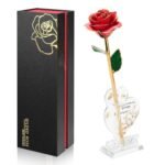 Gold Dipped Rose Real 24K Gold Rose, Genuine One of a Kind Rose Hand Dipped in 24K Golden Roses Romantic Gifts for Women in Her Birthday Anniversary Valentines Day Mothers Day