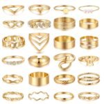 iF YOU 25 Pcs Gold Stackable Ring Set for Women, Chunky Knuckle Finger Midi Rings, Silver Simple Stacking Cute Rings Pack Trendy Stuff Jewelry Gift