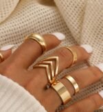 iF YOU 25 Pcs Gold Stackable Ring Set for Women, Chunky Knuckle Finger Midi Rings, Silver Simple Stacking Cute Rings Pack Trendy Stuff Jewelry Gift