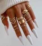 iF YOU 25 Pcs Gold Stackable Ring Set for Women, Chunky Knuckle Finger Midi Rings, Silver Simple Stacking Cute Rings Pack Trendy Stuff Jewelry Gift