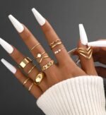 iF YOU 25 Pcs Gold Stackable Ring Set for Women, Chunky Knuckle Finger Midi Rings, Silver Simple Stacking Cute Rings Pack Trendy Stuff Jewelry Gift