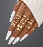 iF YOU 25 Pcs Gold Stackable Ring Set for Women, Chunky Knuckle Finger Midi Rings, Silver Simple Stacking Cute Rings Pack Trendy Stuff Jewelry Gift