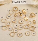 iF YOU 25 Pcs Gold Stackable Ring Set for Women, Chunky Knuckle Finger Midi Rings, Silver Simple Stacking Cute Rings Pack Trendy Stuff Jewelry Gift