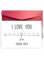 1pc Funny Love Card Valentine's Day Card Anniversary Gift Birthday Card I Love You Thiiiiis Much Small Business Supplies Thank Y - Image 3