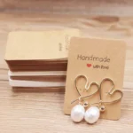 50pcPaper earrring Handmade style earring card 5x5cm/3x3cm /5x9cm /5x6.5cm /5x7cm brown /white DIY Jewelry package card - Image 5