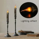NEW 17cm Flameless LED Candle Battery Wax Candle for Candle Dinner Decoration, in Black Retro Design - Image 3