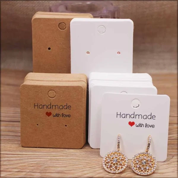 50pcPaper earrring Handmade style earring card 5x5cm/3x3cm /5x9cm /5x6.5cm /5x7cm brown /white DIY Jewelry package card