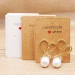 50pcPaper earrring Handmade style earring card 5x5cm/3x3cm /5x9cm /5x6.5cm /5x7cm brown /white DIY Jewelry package card - Image 4