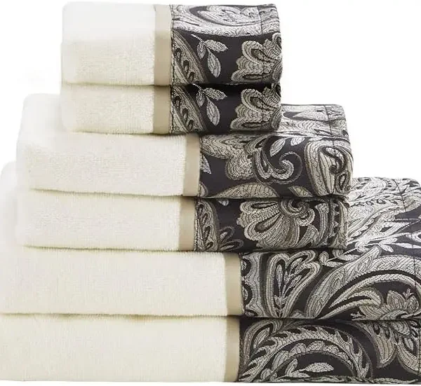 Luxury 100% Cotton Bath Towel Set - Highly Absorbent, Quick Dry, Jacquard Paisley Design for Hotel & Spa Quality Decor