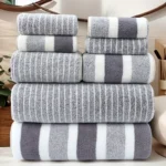 8-Piece Towel Set for Bath, Spa, Hotel & Outdoor Use | Quick-Dry, Striped Design - Image 3