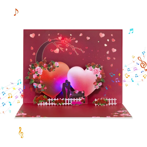 Musical Pop-up Card for Valentine's Day | Romantic Love 3D Greeting Cards with Music Lightings