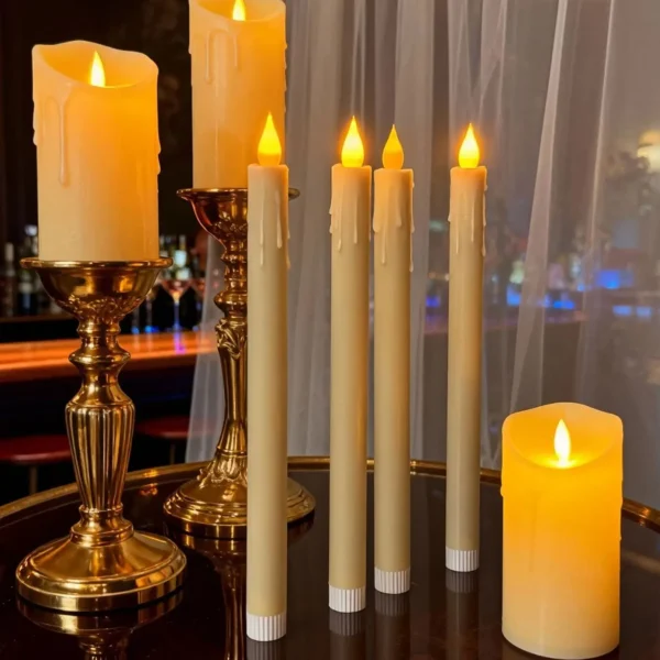 6pcs Flickering LED Candles Flameless Taper Candle Battery Operated Candle Dinner Candle Light for Wedding Centerpiece Decor