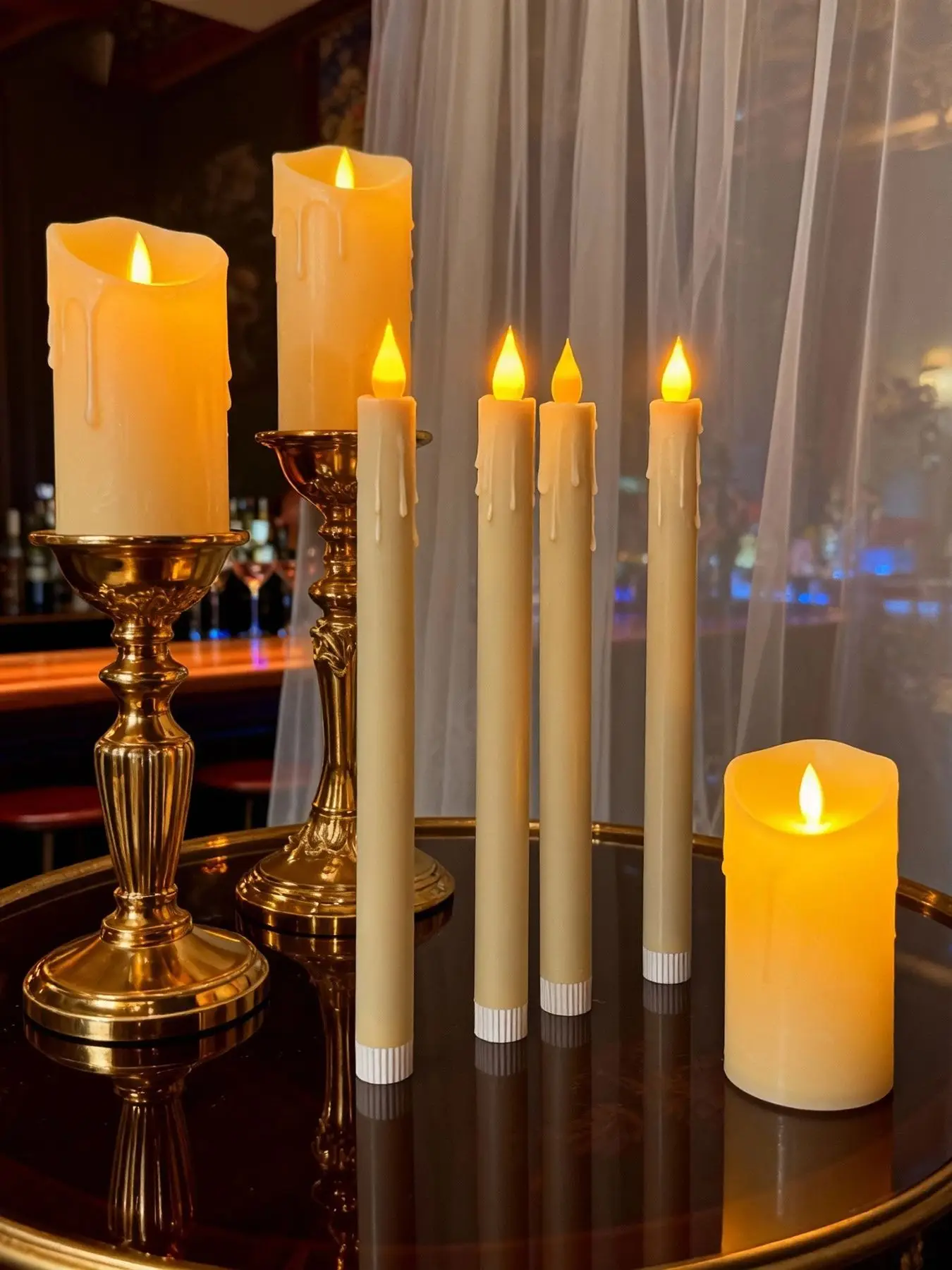 kf-S085a710dcecd474fa02fa6fc0c4ef15fH 6pcs Flickering LED Candles Flameless Taper Candle Battery Operated Candle Dinner Candle Light for Wedding Centerpiece Decor - Image 1