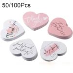 50/100Pcs 5 StylesPink Heart Shaped Thank You Tags - 'Thank You for Supporting My Small Business' Paper Gift Greeting Cards