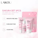 3pcs/set LAIKOU Skin Care Set Vitamin C Sakura Snail Essence Serum & Eye Cream & Face Cream Moisturizer Travel Size Skincare Set - Image 5
