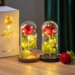 Eternal Red Rose Artificial Flowers with LED Light Creative Valentine's Day Gift Rose in Glass Cover Simulation Rose Flower - Image 7