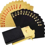 Playing Cards Foil Poker Cards,Deck Waterproof Plastic Diamond Cards Gold for Party&Classic Family Card Game(Gold Silver Black) - Image 2