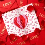 Valentine's Day Love Card Decoration Creative Romantic Heart shaped Paper Honeycomb Ball Handwritten Confession Love Letter Card