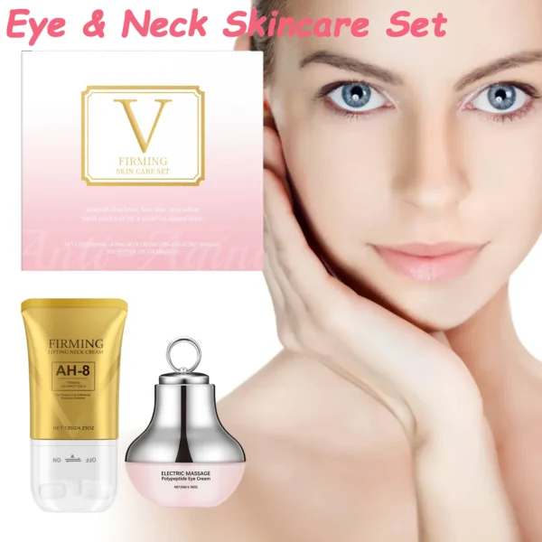 AH-8 Firming Neck Cream Moisturizer Anti Aging Smoothing Wrinkles Electric Massage Polypeptide Eye Cream Eye & Neck Skincare Set