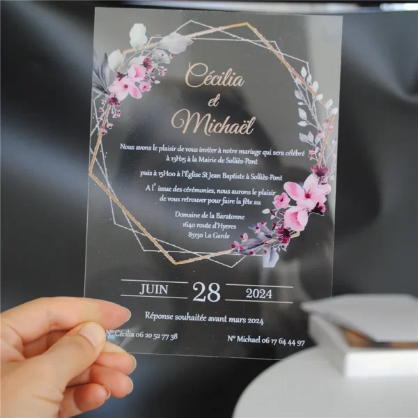10pcs Transparent Personalized Custom Printed PVC Wedding Invitation Card Birthday Bar Mitzvah Invite