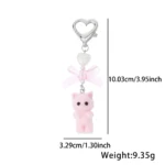 Cute Cartoon Flocking Cat Keychain Y2K Heart Bow Shaped Key Ring For Women Girls Handbag Backpack Pendant Decoration Gift - Image 6
