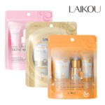 3pcs/set LAIKOU Skin Care Set Vitamin C Sakura Snail Essence Serum & Eye Cream & Face Cream Moisturizer Travel Size Skincare Set