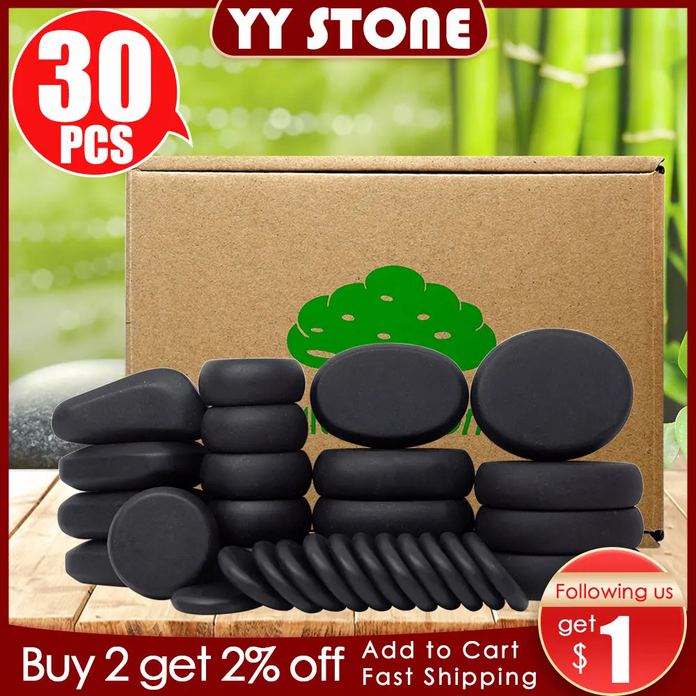 kf-S296eef8cce5c4d31ada766f2f8d57fb3t Tontin 30pcs/set Hot Stone Massage Set spa massaging stones massager care jade basalt stone beauty salon health care lava rosh - Image 1