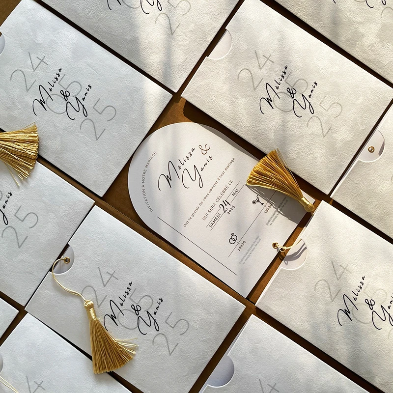 kf-S29ef05632b654c65983b13e22324ddc4U Custom made velvet Wedding Invitation Card Business Wedding Birthday Graduation Card With envelope - Image 1