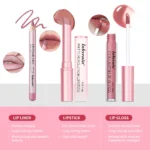 Lipliner&Lipstick Lip Gloss Set 3pcs/set Waterproof Long Lasting Lip Makeup Matte Travel Mini Set Women's Makeup Cosmetics - Image 6