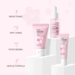 3pcs/set LAIKOU Skin Care Set Vitamin C Sakura Snail Essence Serum & Eye Cream & Face Cream Moisturizer Travel Size Skincare Set - Image 6