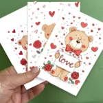 12Pcs Romantic Valentine's Day Card Invitation Card Love Letter Anniversary Blessing Heart Shaped Rose Pattern Card - Image 3