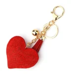 Rhinestone Heart Finger Keychain Bling Crystal Strap Pendant for Key Keychain Handbag Wallet Key Accessories Gift for Women