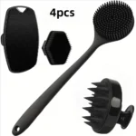 4PCS Set Silicone Body Scrubber Soft Exfoliating Brush for Face Gentle Shower Massage and Skin Cleansing Bathroom Accessories