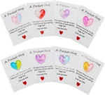 8 Pack Pocket Hug Heart with Greeting Card, Pocket Hug Token Love Cards Cute A Little Resin Heart Shape Bulk for Friends Long Di