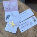 30pcs Champage Gold Foil Passport Invitation, Boading Pass RSVP, Destination Wedding, Travel Party invite Card,Custom Langauge - Image 5