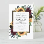 Personalized Paper Wedding Invitations Cards Customize Bridal Shower Invitation Sunflower Watercolor Wedding Invitations - Image 2
